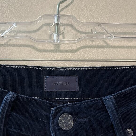 Mother Insider Crop Step Fray Pants in Navy Blue Corduroy Hopscotch Size 24 - Picture 4 of 10